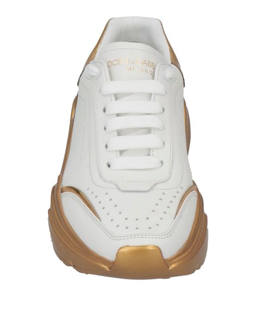 Dolce & Gabbana White Two-Tone Leather Platform Sneakers