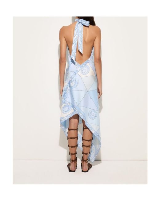 Emilio Pucci Blue Occhi-Print Silk Dress