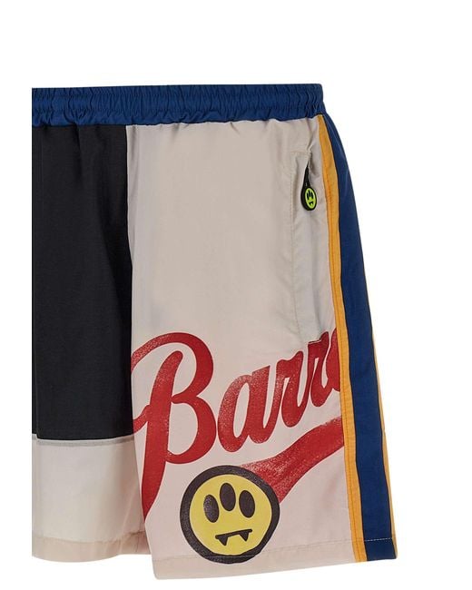 Barrow Blue Logo Print Panelled Track Shorts for men