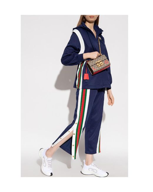Gucci Blue Web-Stripe Drawstring Track Pants
