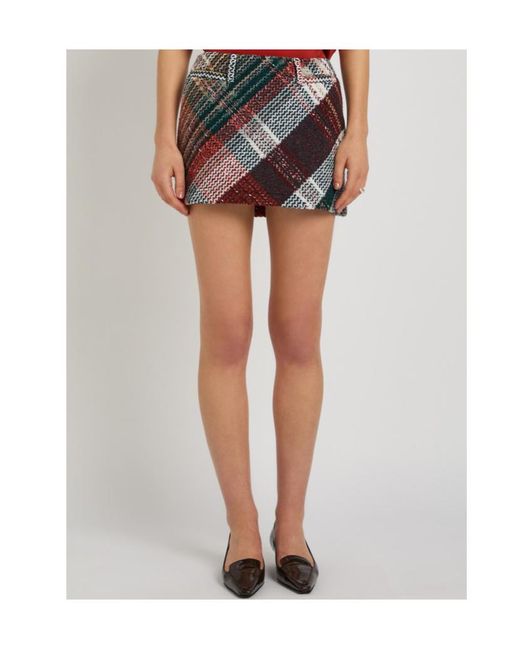 Missoni Red Tartan Wool-Blend Mini Skirt