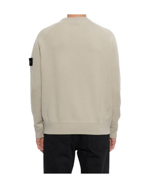 Stone Island White Crew-Neck Sweater for men