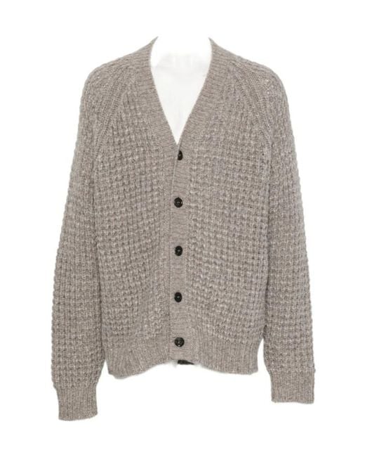 Roberto Collina Gray Long-Sleeve Single-Breasted Cardigan for men