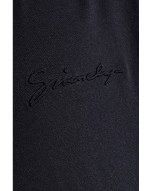 Givenchy Blue Logo Embossed Crewneck T-Shirt for men