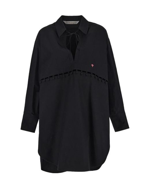 Palm Angels Blue Buttons Detail Shirt Dress
