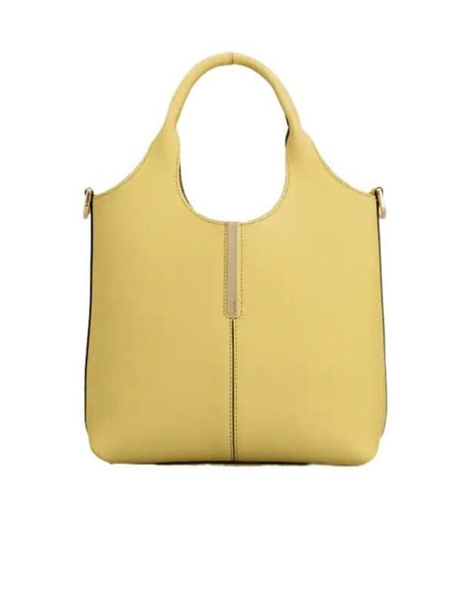 Tod's Yellow Logo Engraved Mini Shopping Bag