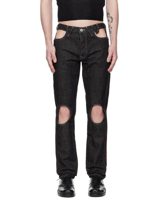 Vivienne Westwood Blue Logo Hollowed-Out Jeans for men