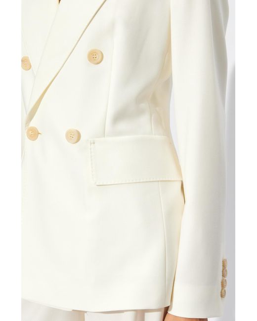 Max Mara White Sanna Double-Breasted Long-Sleeved Jacket
