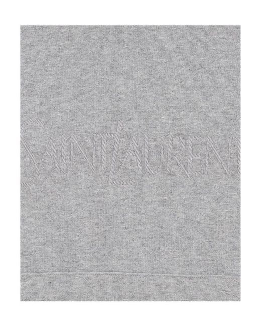 Saint Laurent Gray Premium Hoodie With Drawstring