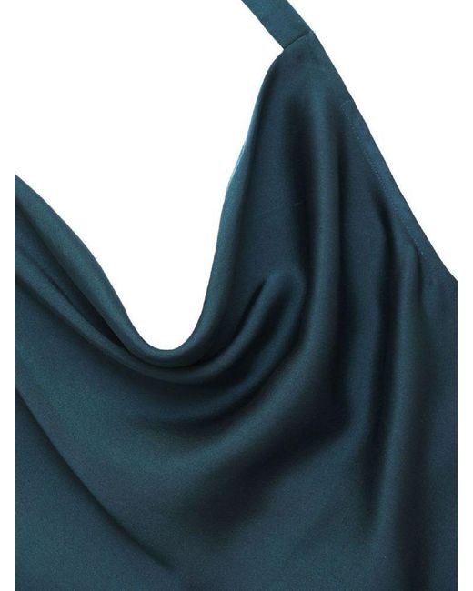 Anine Bing Blue Kia Silk Cowl-Neck Top