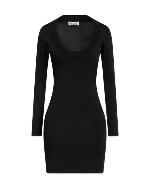 Saint Laurent Black Knitted Bodycon Dress