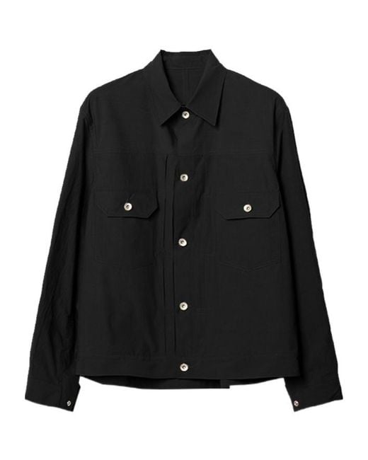 Sacai Black Button-Up High Neck Jacket for men