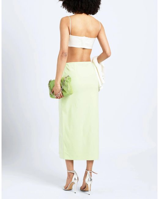 Tory Burch Green Solid Color Satin Wrap Skirt