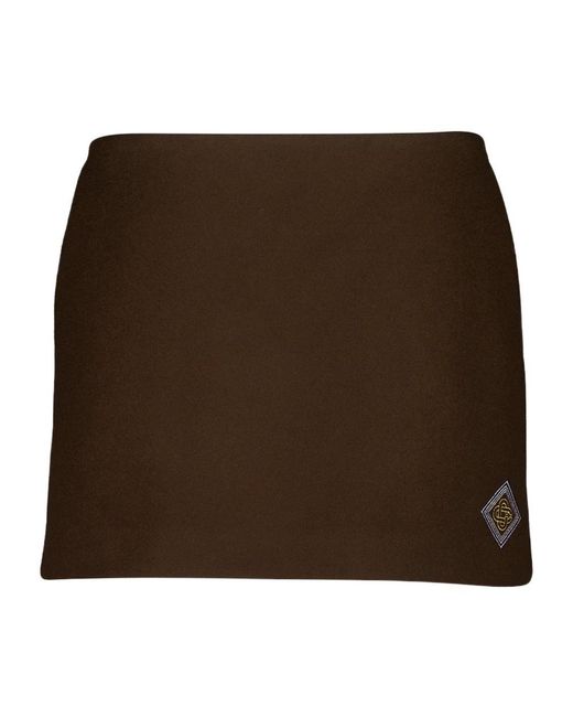 Casablanca Brown Embroideredpatch Mini Skirt