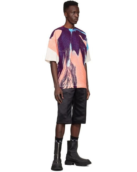 we11done Pink Pattern Printed Short-Sleeved T-Shirt for men
