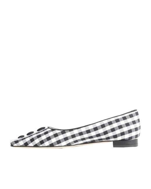 Manolo Blahnik White Checkered Ballet Shoes