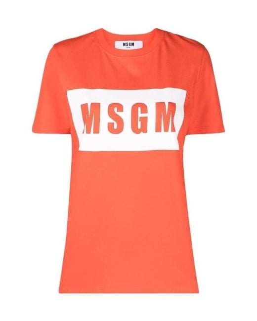 MSGM Pink Logo-Print Cropped T-Shirt