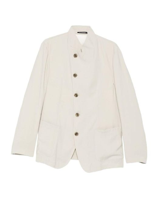 Emporio Armani White Asymmetric-Collar Jacket for men