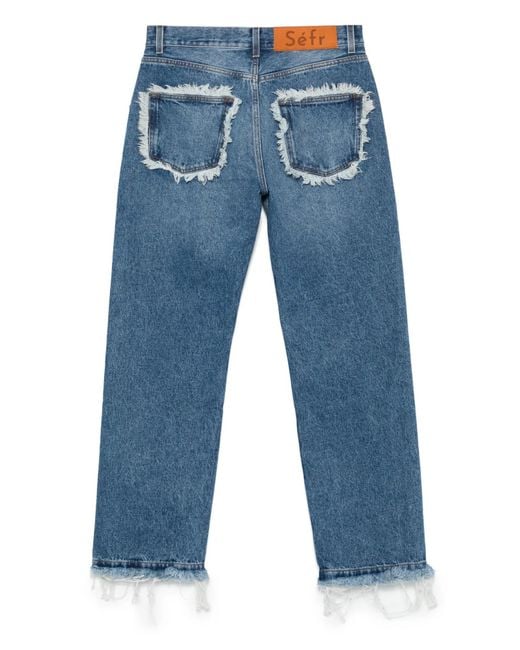 Séfr Blue Frayed Denim Jeans for men