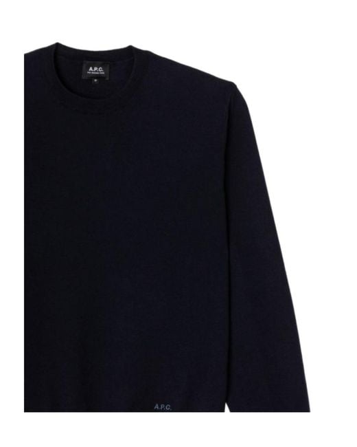 A.P.C. Blue Mathieu Logo-Embroidered Sweater for men
