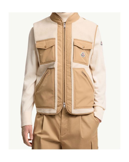 Moncler Natural Logo Patch Zip-Up Gilet for men