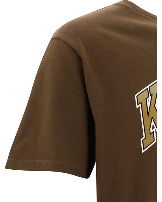 Maison Kitsuné Brown Logo Printed Cotton Crewneck for men