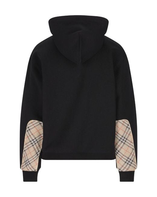 Burberry Black Checked Zip-Up Drawstring Hoodie for men