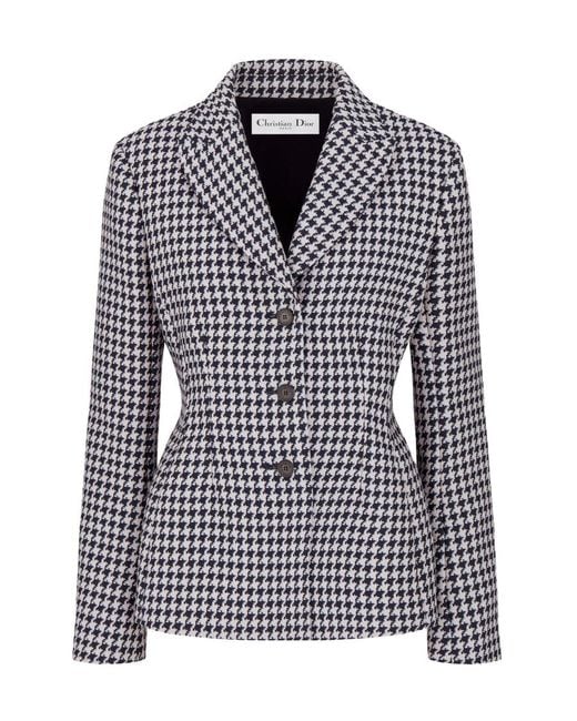 Dior Black Christian Houndstooth Button-Up Jacket