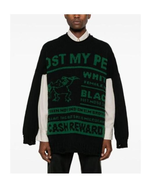MM6 by Maison Margiela Black Jacquard Sweater for men