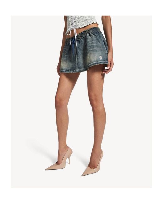 Balenciaga Blue Elastic-Waist Denim Mini Skirt