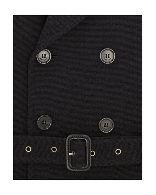 Saint Laurent Black Belted Double-Breasted Jacket