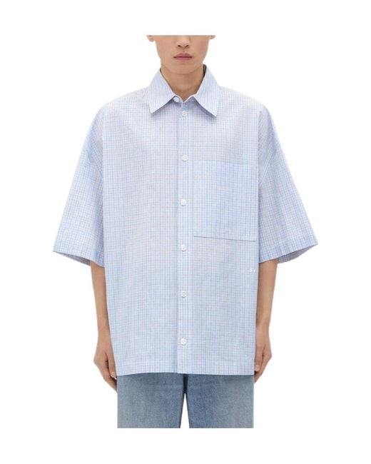 Bottega Veneta White Bv Embroidered Check Overshirt for men
