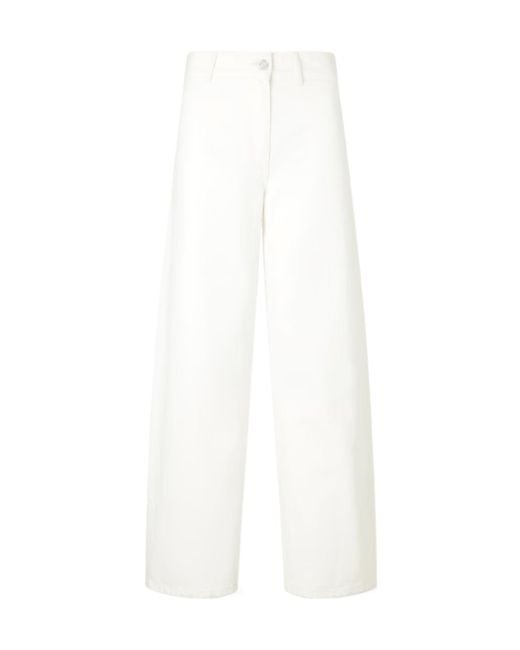 Nili Lotan White High Waist Loose Straight Leg Pants