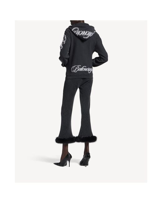 Balenciaga Blue Cursive Zip-Up Hoodie