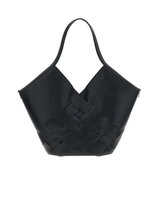 Hereu Black Woven Leather Tote Bag