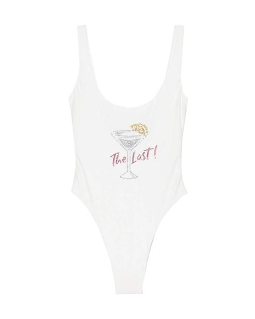 Oseree White Oséree Crystal Motif One-Piece Swimsuit