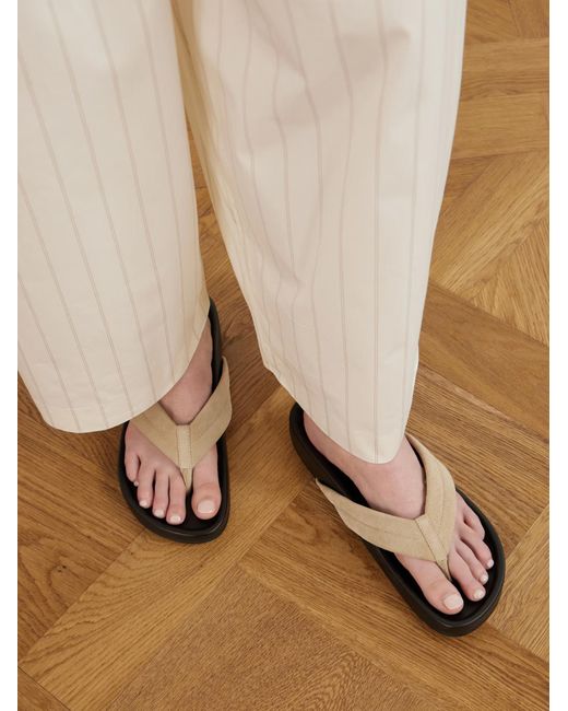 St. Agni White Suede Platform Flip-Flops