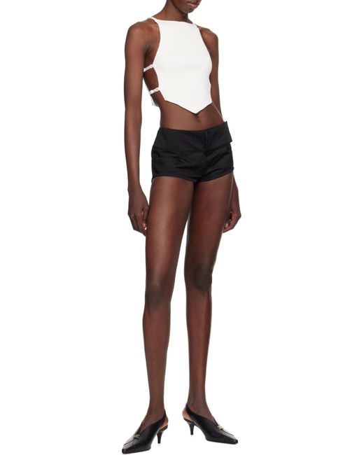Courreges White Courrèges Logo Embroidered Ribbed-Knit Cropped Top