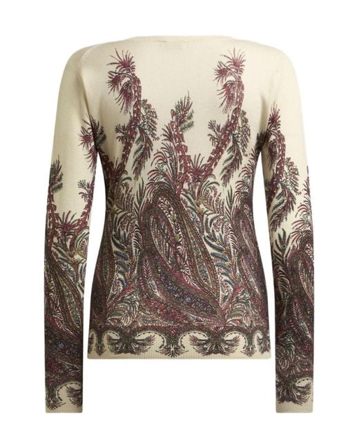 Etro Brown Paisley-Print V-Neck Sweater