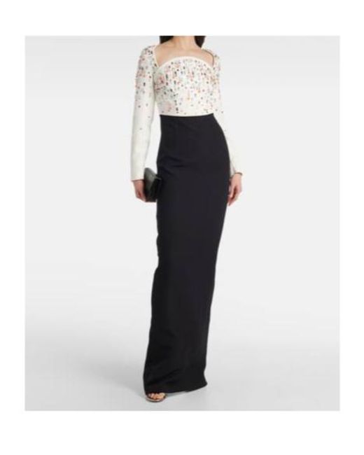 Safiyaa Black Racha Embroidered Gown