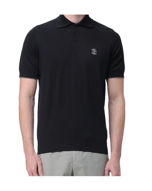 Brunello Cucinelli Black Logo Polo Shirt for men