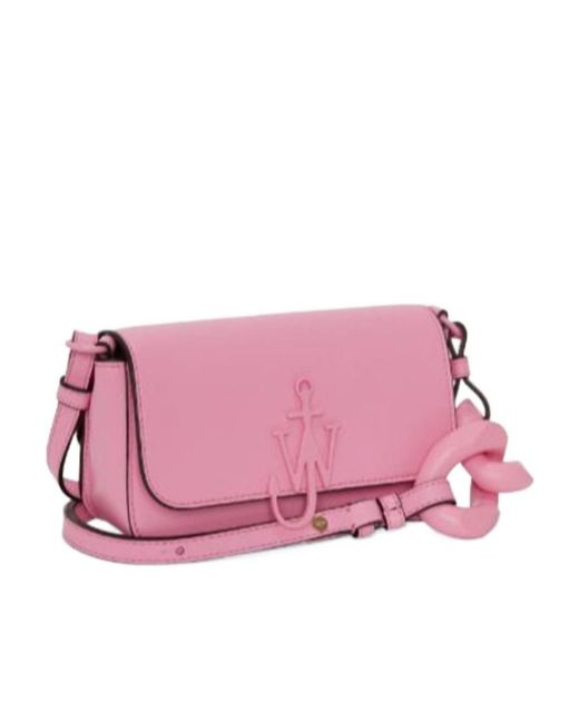 J.W. Anderson Pink Jw Anderson Logo Plaque Anchor Chain Shoulder Bag