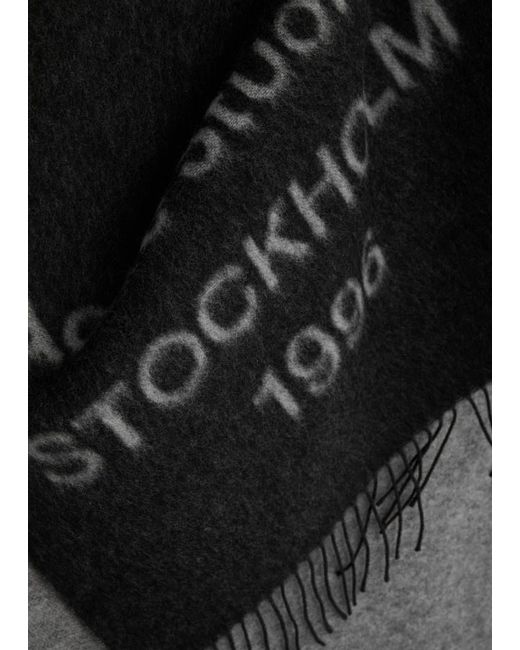Acne Black Venus 1996 Logo-Intarsia Wool Scarf