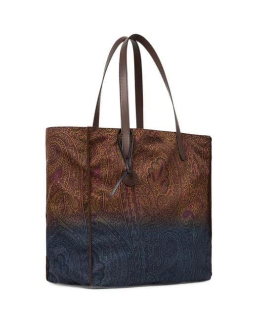Etro Brown Unfold Me Nylon Tote Bag With Degradé Arnica Motif