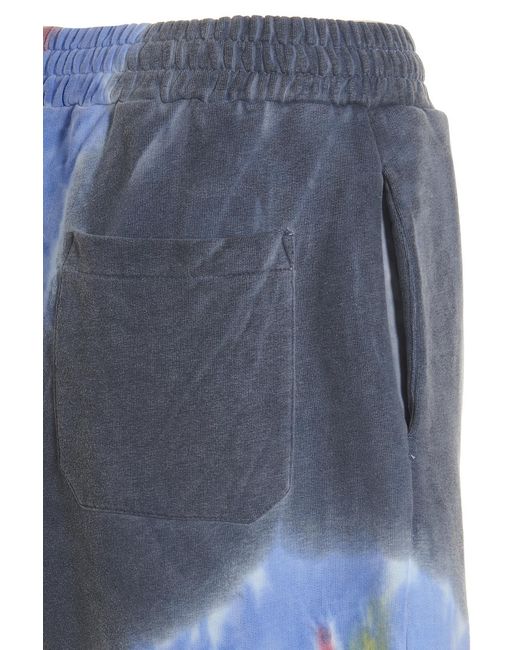 MSGM Blue Logo Printed Tie Dyed Bermuda Shorts for men