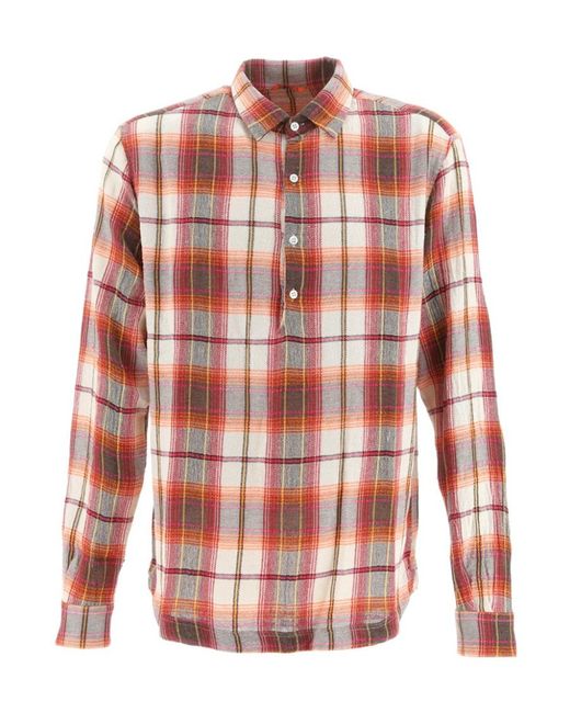 Barena Pink Long-Sleeved Checked Shirt for men