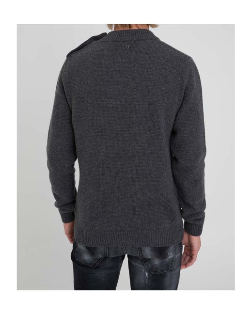Dondup Black Stand Collar Wool Knitted Sweater for men