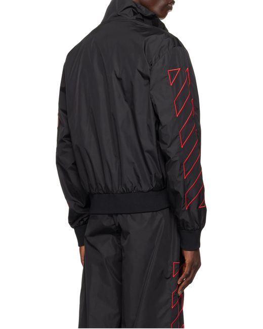 Off-White c/o Virgil Abloh Black Logo Embroidered Zip-Up Bomber Jacket for men