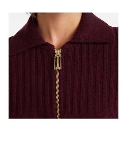 Victoria Beckham Purple Wool And Cashmere-Blend Zip-Up Cardigan