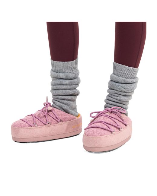 Moon Boot Pink Solid Color Ankle Boots